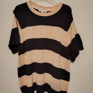 Peace Love World Black and Cream Striped Sweater